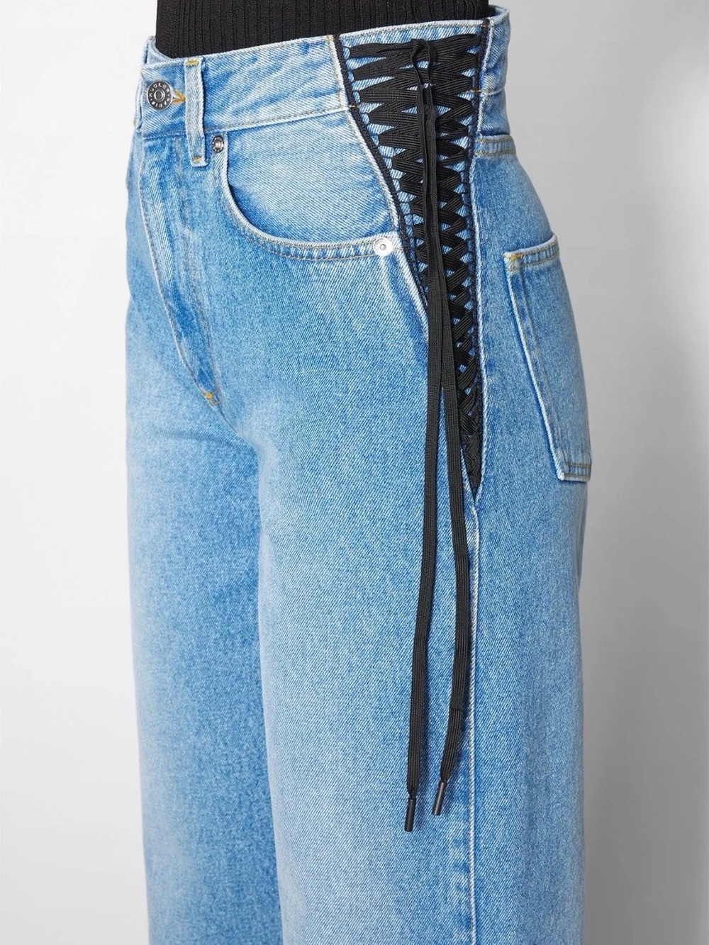 Mugler FW25 Corset Lace-Up Straight Leg Jeans $960 MSRP